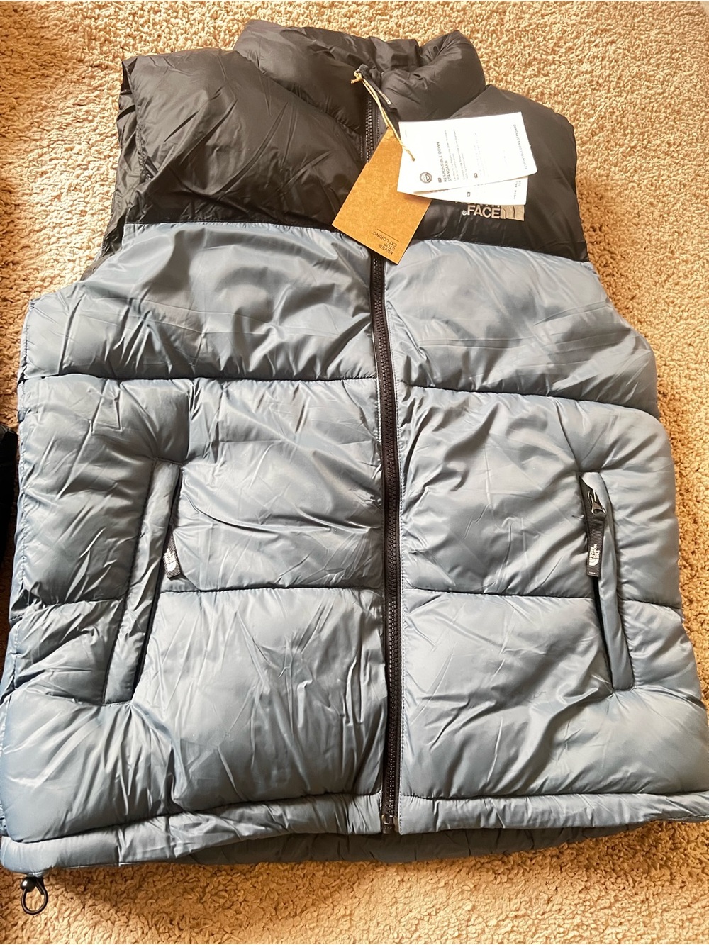 The North Face Kids Puffer Vest in Black & Gray Blue